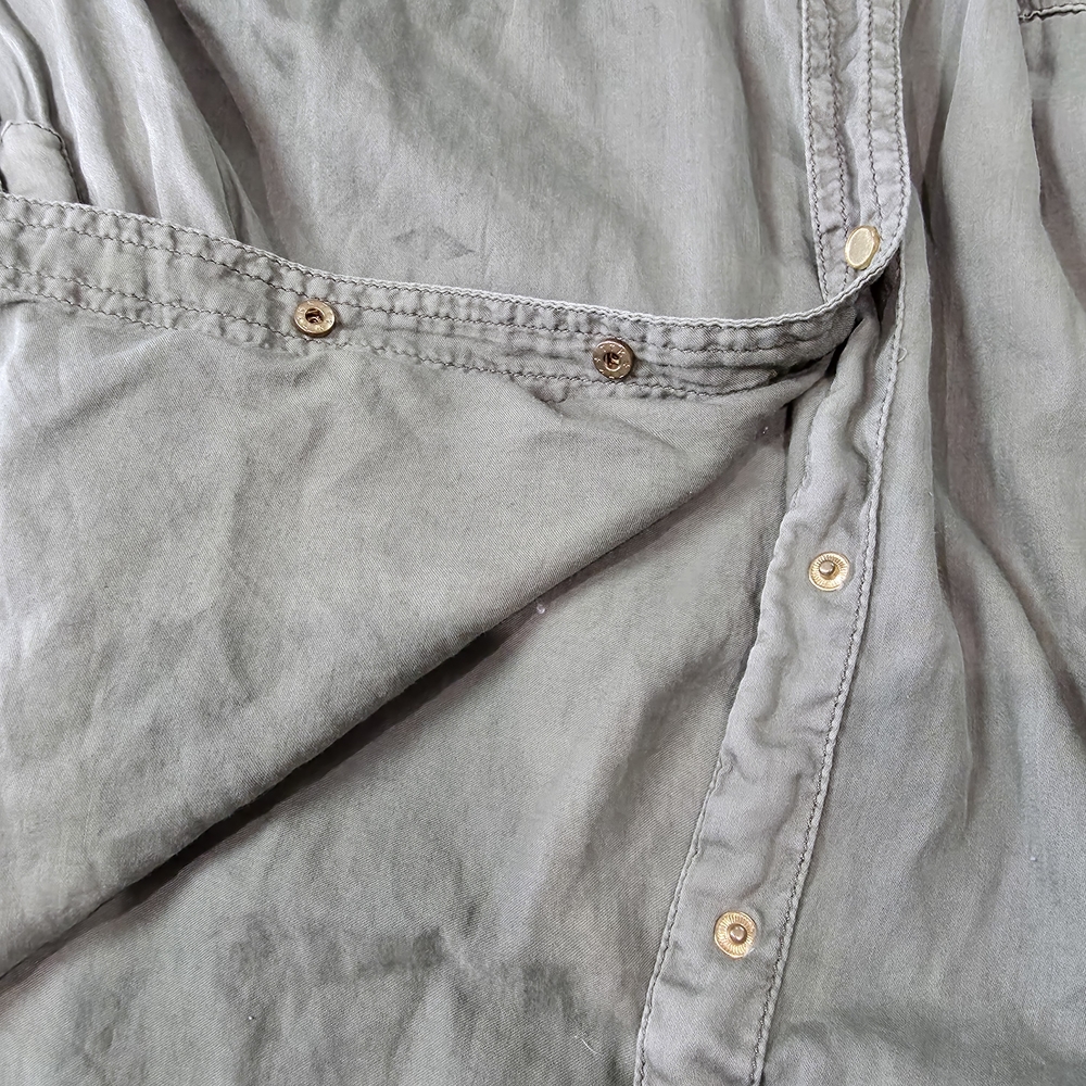 Mauve by Anthropology long-sleeve button-up utility shirt olive green sz 2 - Picture 4 of 10